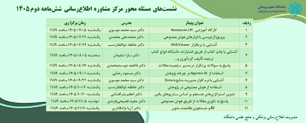 نشست های نیمه دوم 1405